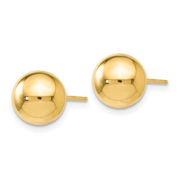 8mm (5/16 Inch) 14k Yellow Gold Polished Ball Friction Back Studs - Picture 2 of 5